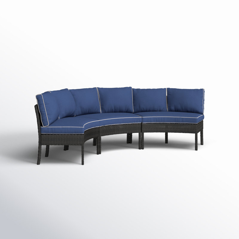 Amvi 118 Polyethylene PE Wicker Outdoor Patio Sectional Blue